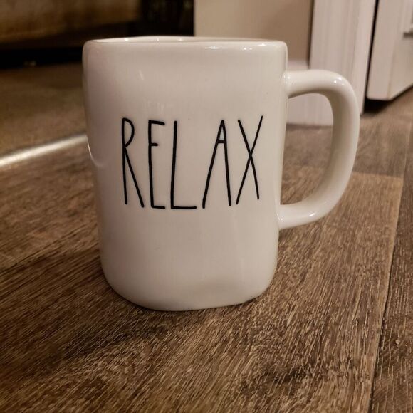 Rae Dunn Pottery Coffee Mugs "Relax" And "Lovely" Qty 2 NEE - Picture 2 of 9